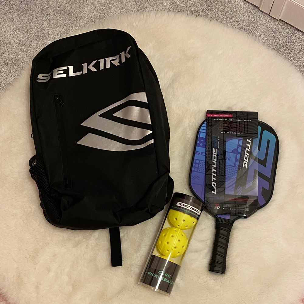 Selkirk Black Backpack with Pickleball Paddle and Balls new